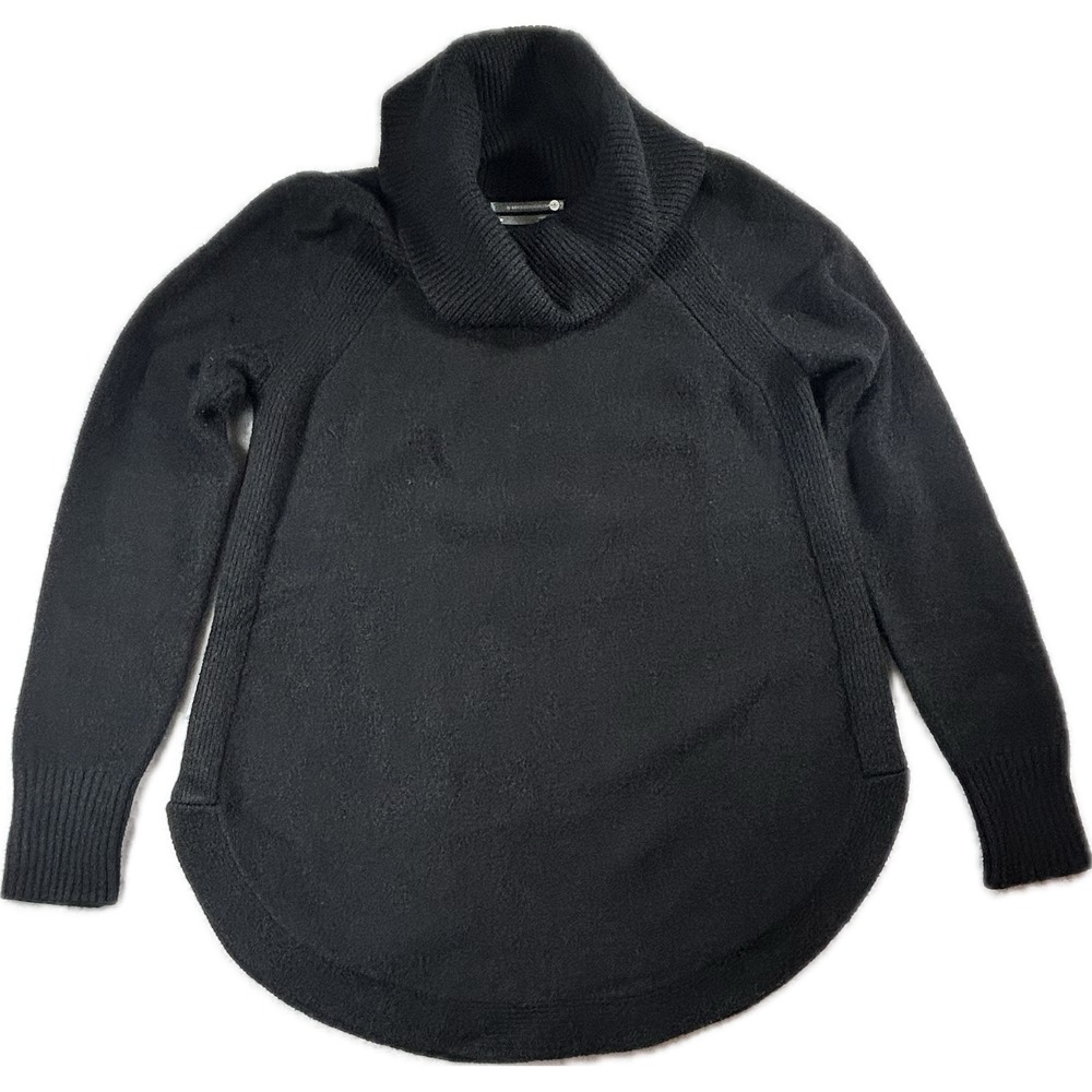 Moth Anthropologie Cowl Neck Sweater Black Knit Raglan Curved Hem Pullover Med
